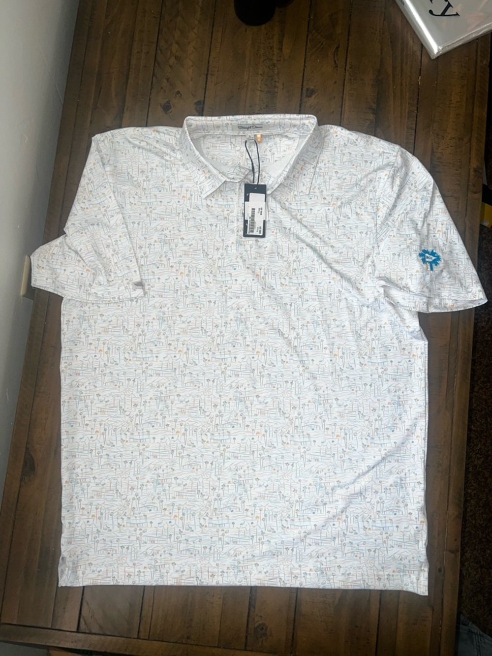 Men's White Printed Polo Shirt